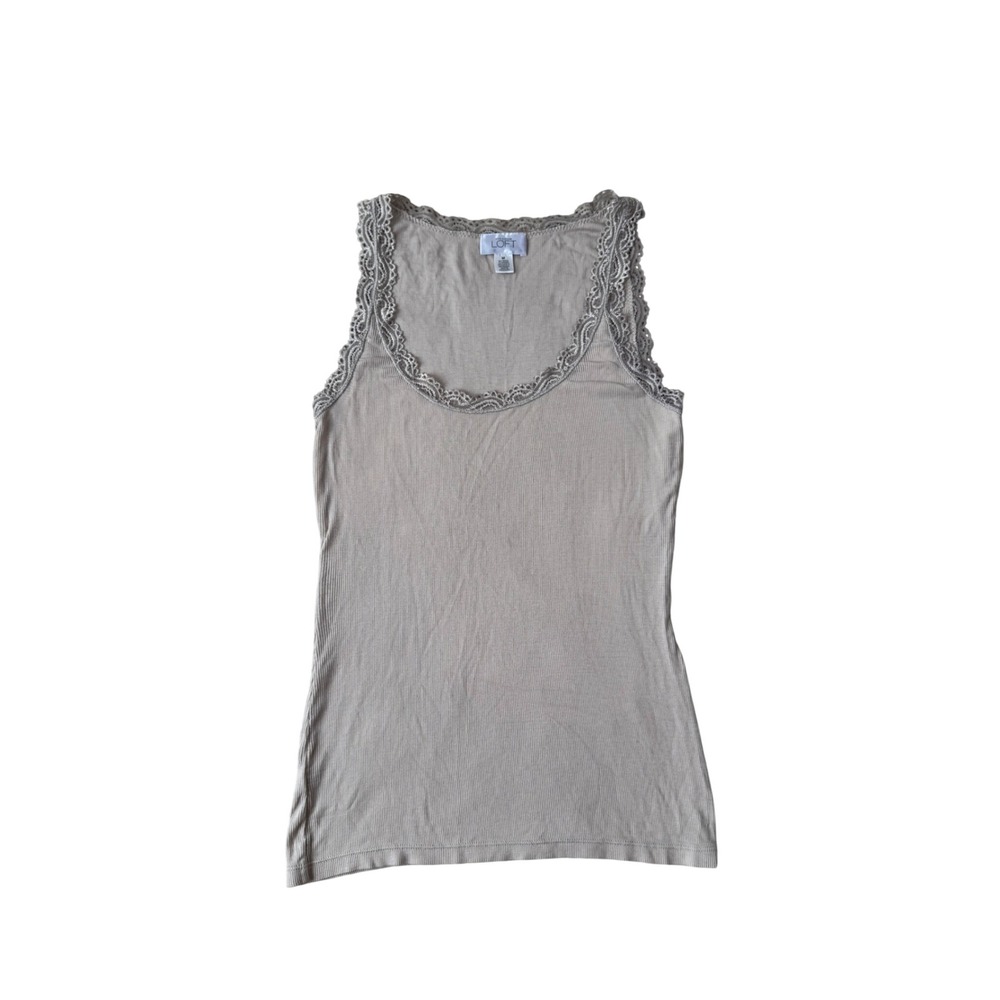 Y2K Loft Lace Trim Cami Tank Size Medium Neutral Minimalist Top Fairy